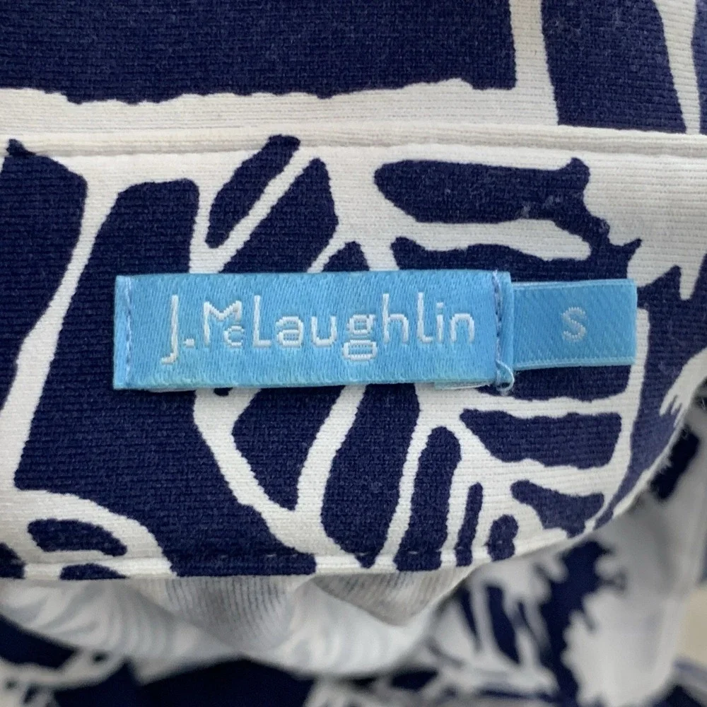 J. McLaughlin Women Size Small Dress Blue White Floral Jersey Stretch Button